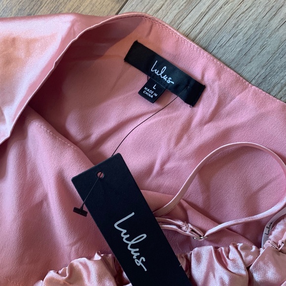 NWT Lulus Glow and Behold Blush Pink Satin Midi Dress - Picture 6 of 7